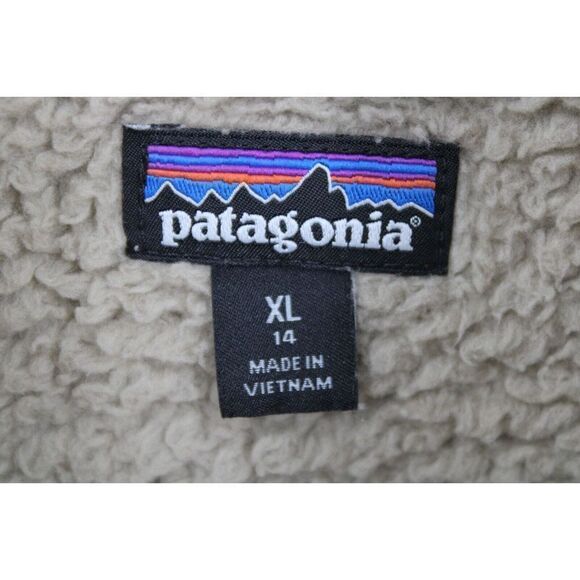Patagonia Los Gatos Sherpa Fleece Tan Vest Girls Size 14 XL - Picture 6 of 7